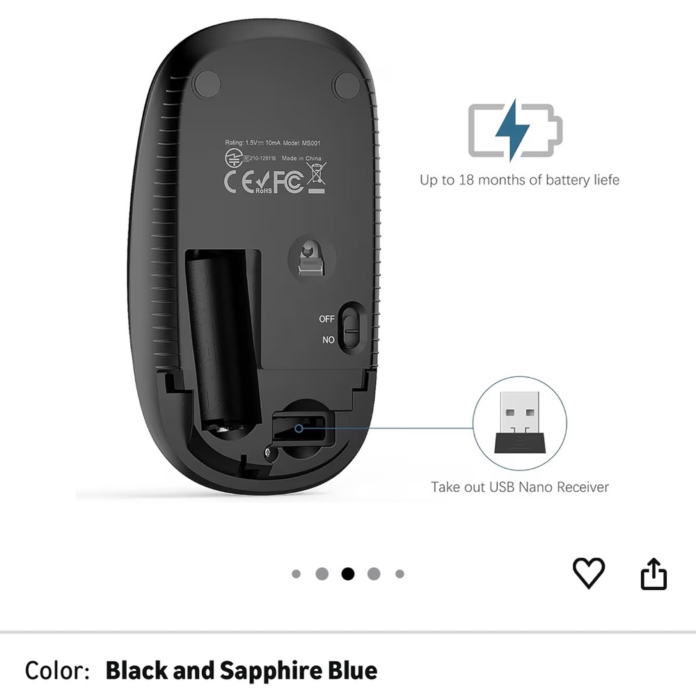 Black Wireless Mouse - Picture 3 of 6